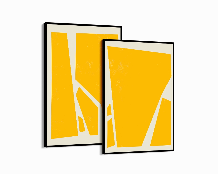 Abstract Squares Yellow Two Prints