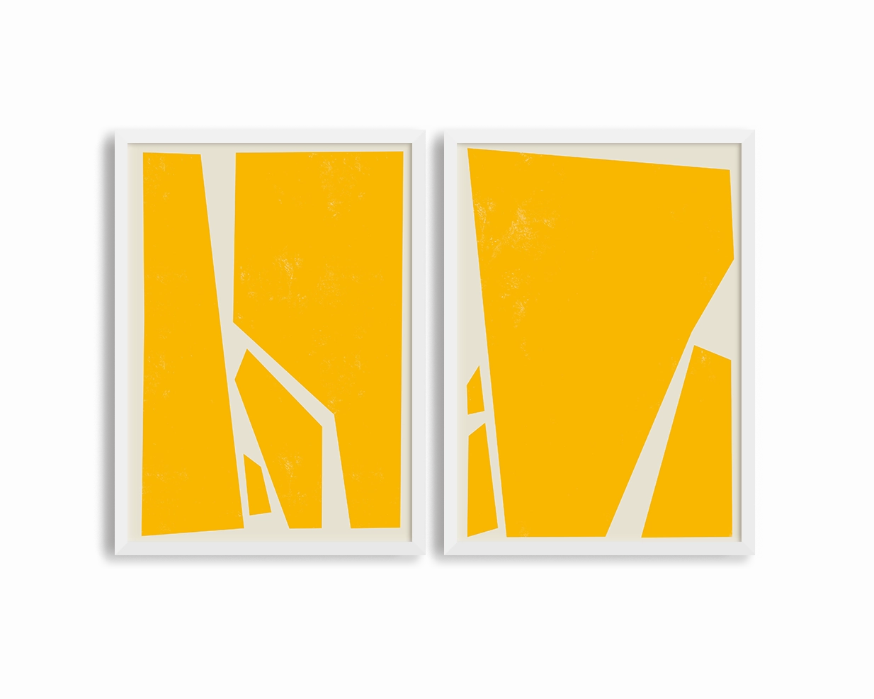 Abstract Squares Yellow Two Prints