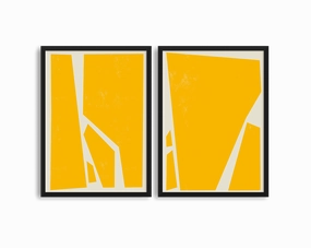 Abstract Squares Yellow Two Printsmodern abstract painting decor
