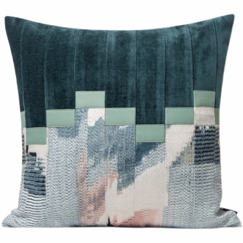 Abstract Teal and Beige Throw Cushionhome decoration ,modern home decor 