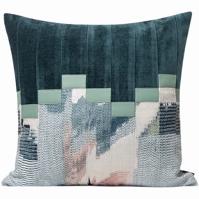 Abstract Teal and Beige Throw Cushionhome decoration ,modern home decor 