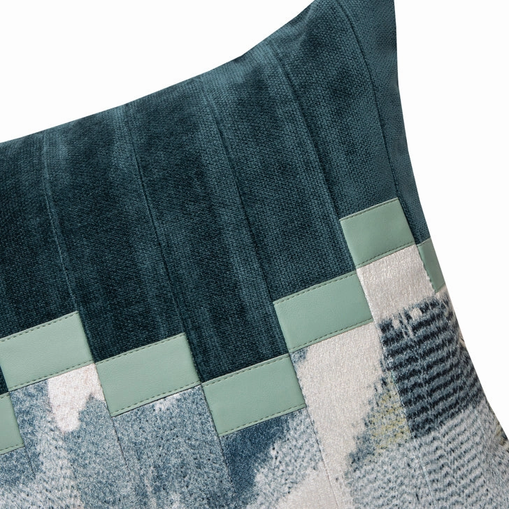 Abstract Teal and Beige Throw Cushion