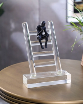 Abstract Thinker on Ladder Crystal Sculpturehome decor ,wall decor 