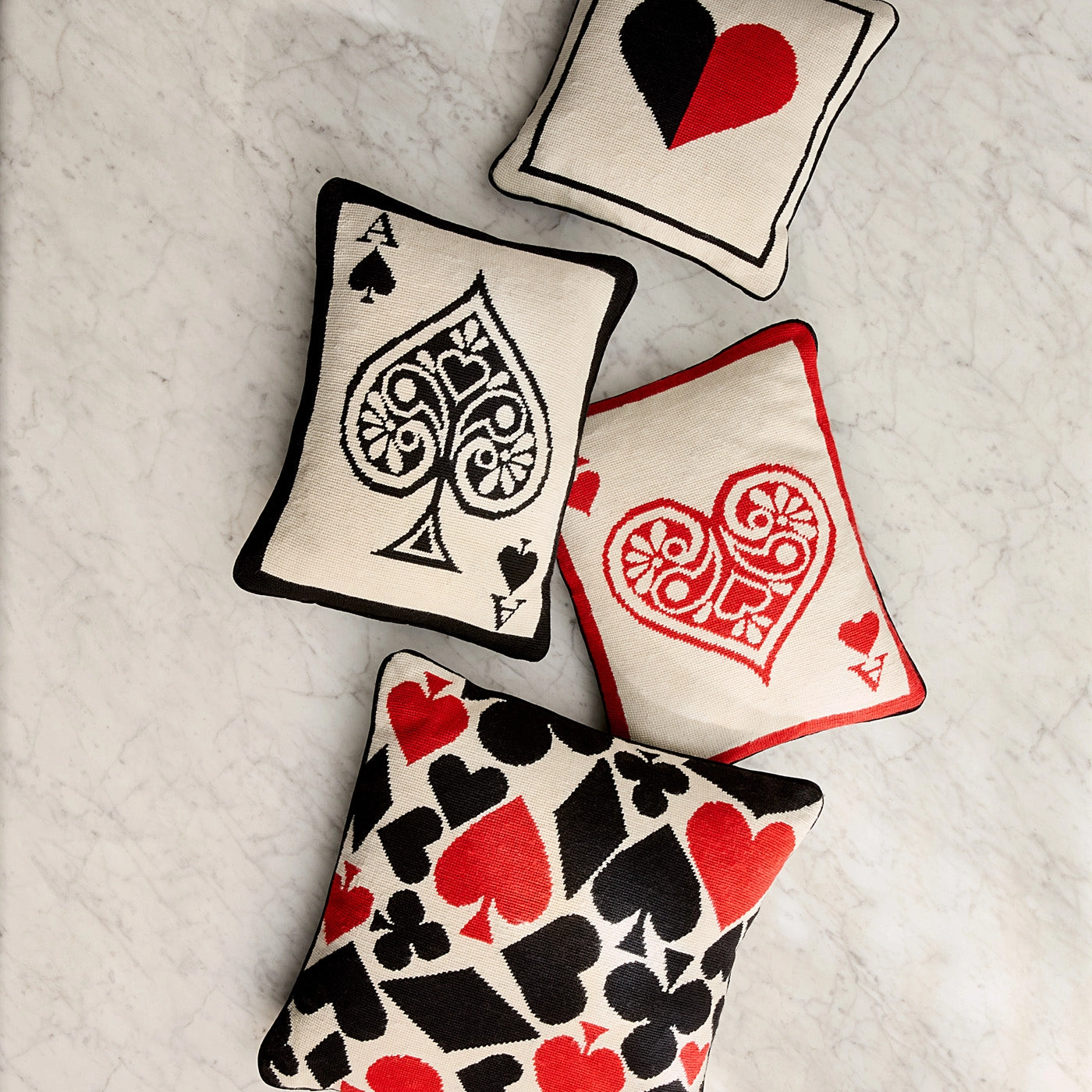 Ace Of Hearts Needlepoint Pillow