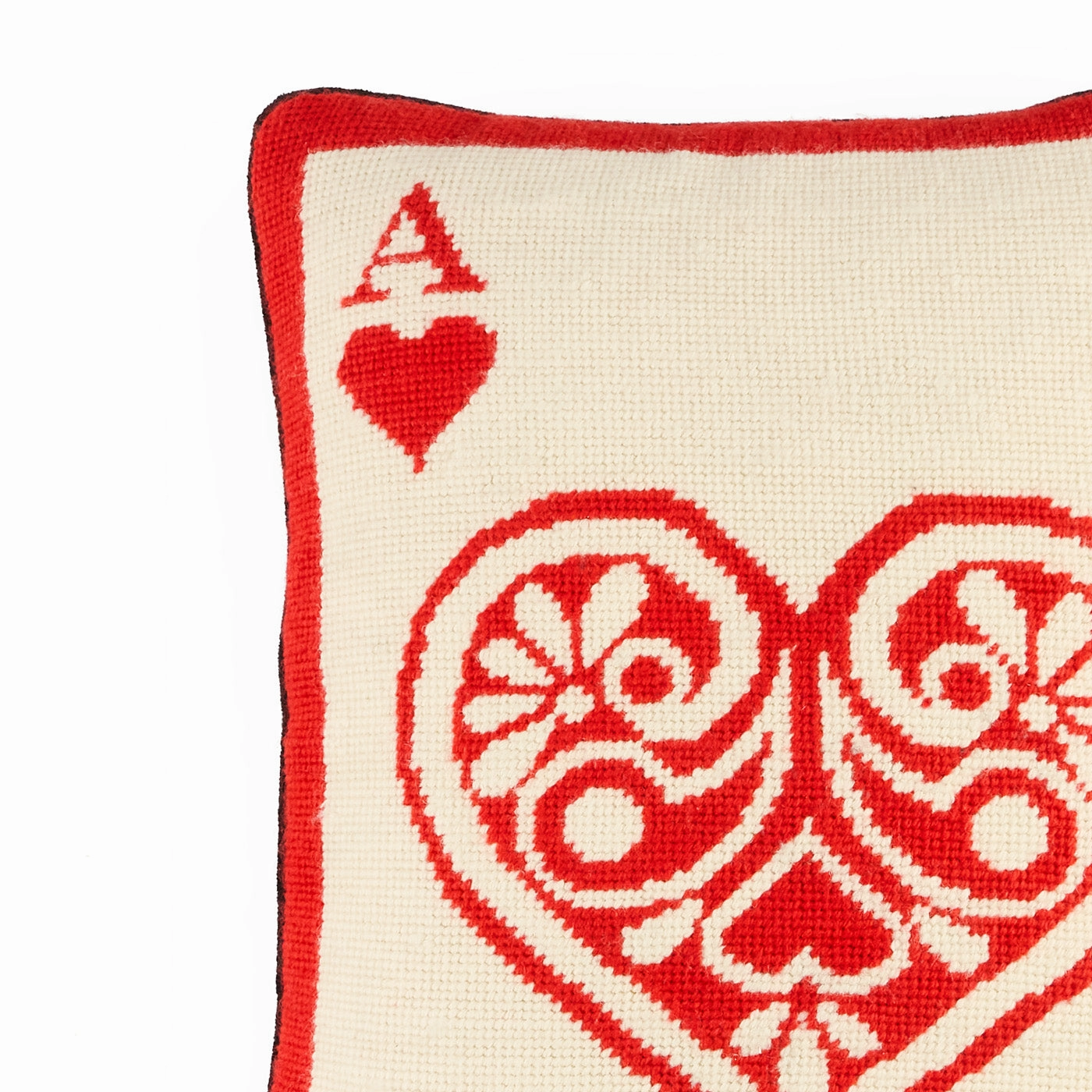 Ace Of Hearts Needlepoint Pillow