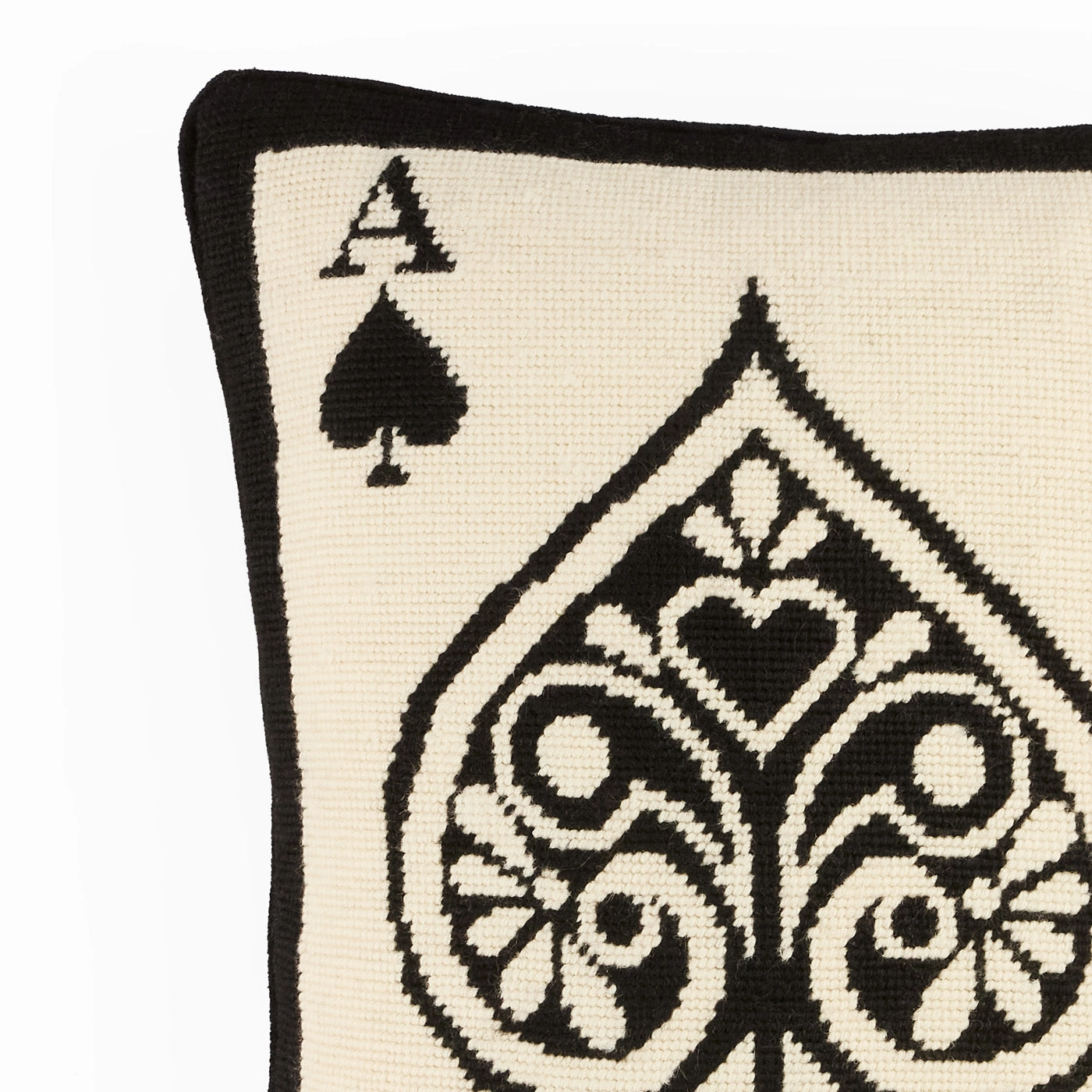 Ace Of Spades Needlepoint Pillow