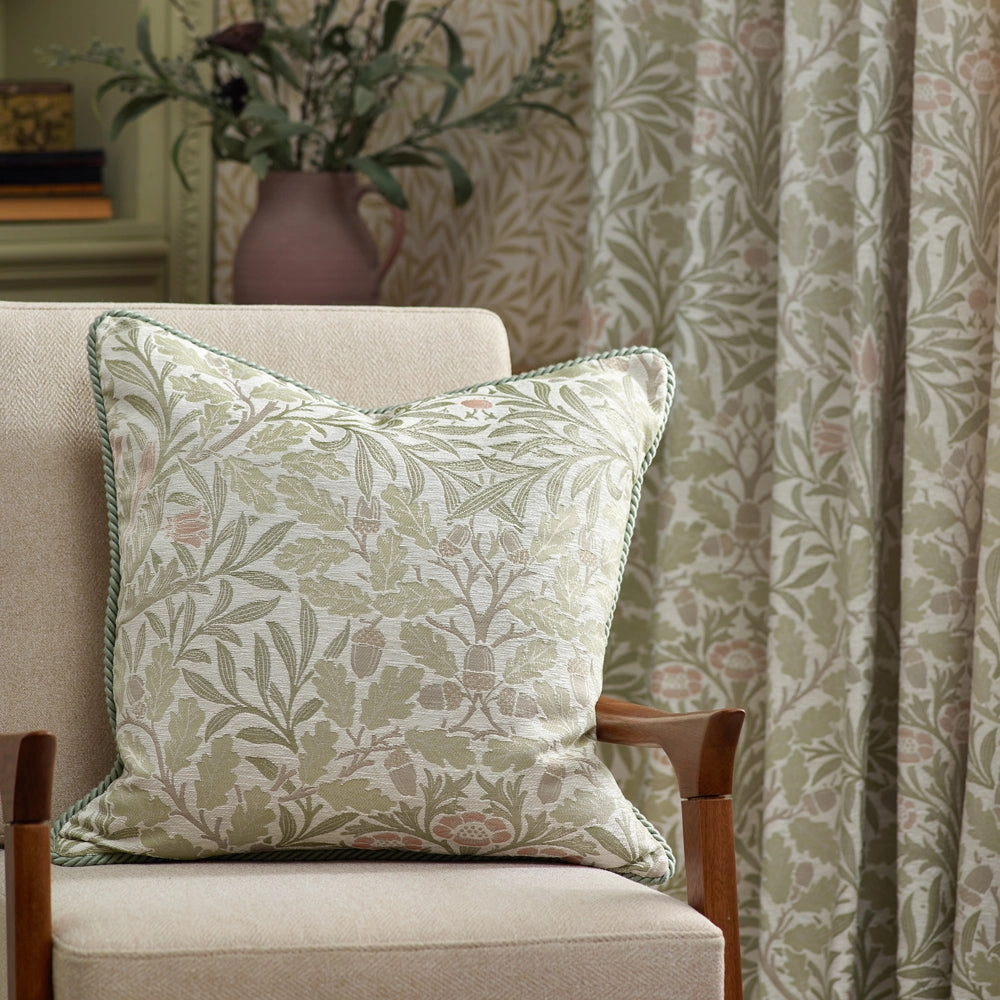Acorn Multi Floral Jacquard Pencil Pleat Curtains Stone/Sage
