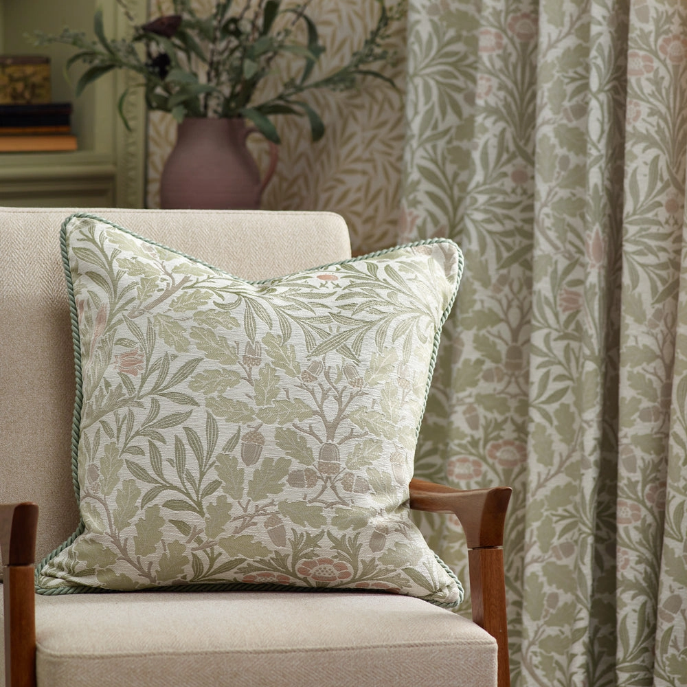Acorn Multi Floral Jacquard Pencil Pleat Curtains Stone/Sage