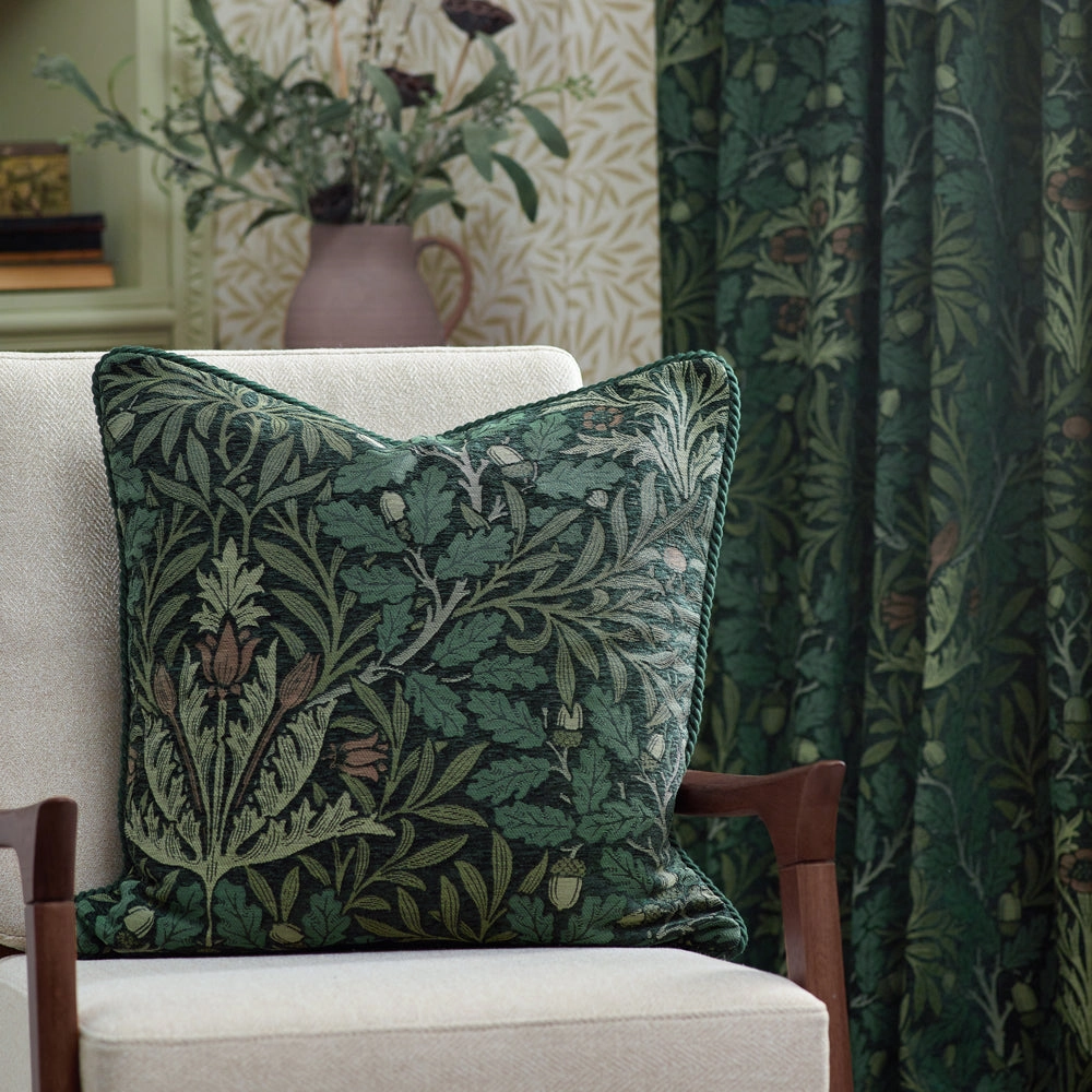 Acorn Multi Floral Jacquard Pencil Pleat Curtains Thyme/Forest