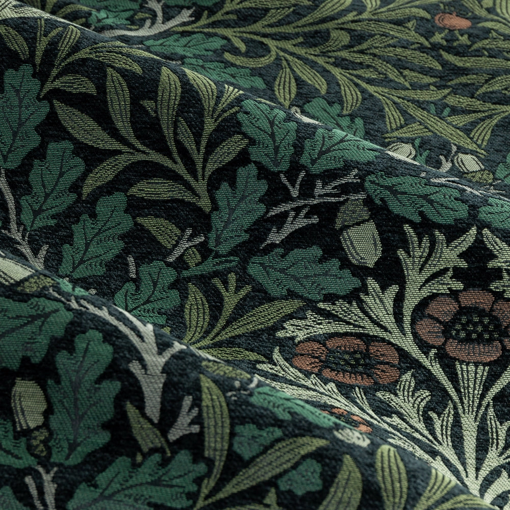 Acorn Multi Floral Jacquard Pencil Pleat Curtains Thyme/Forest