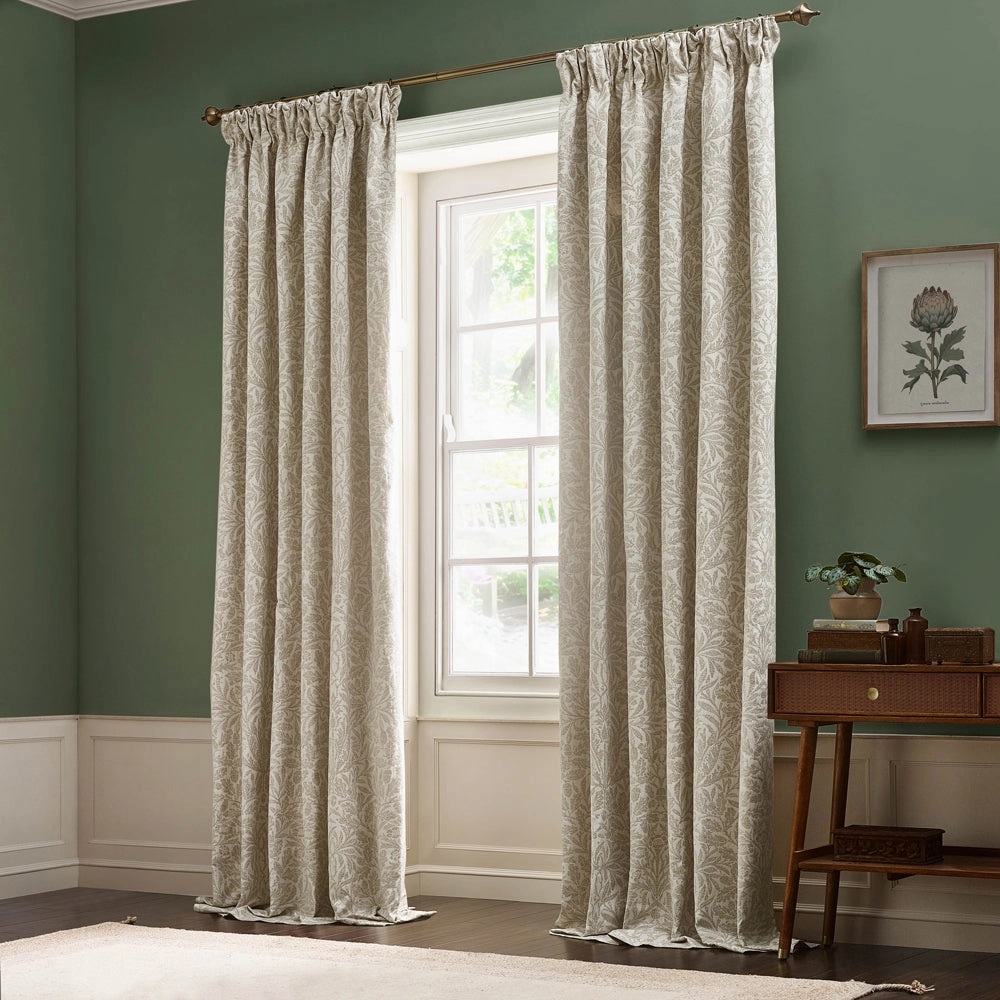 Acorn Tonal Matt Jacquard Pencil Pleat Curtains Ivory