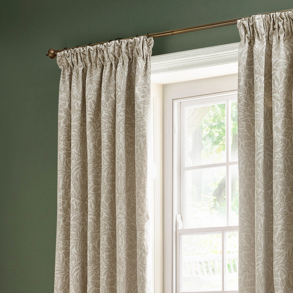 Acorn Tonal Matt Jacquard Pencil Pleat Curtains Ivory