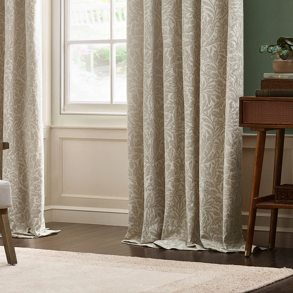Acorn Tonal Matt Jacquard Pencil Pleat Curtains Ivory