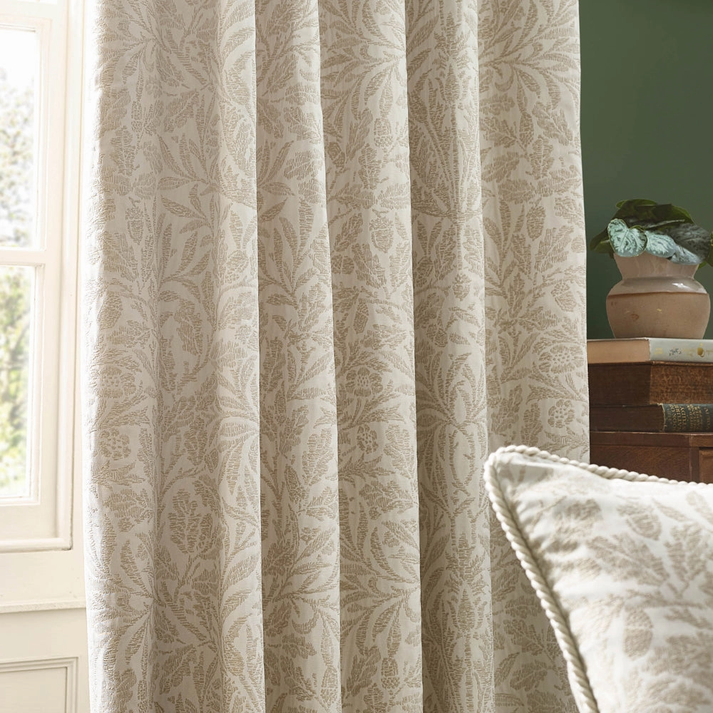 Acorn Tonal Matt Jacquard Pencil Pleat Curtains Ivory