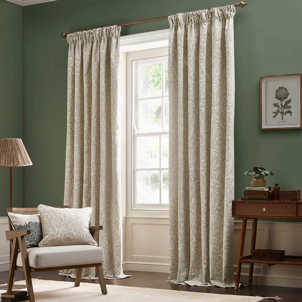 Acorn Tonal Matt Jacquard Pencil Pleat Curtains Ivory