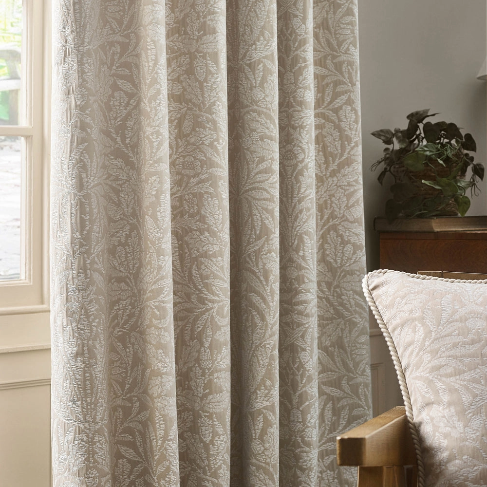 Acorn Tonal Matt Jacquard Pencil Pleat Curtains Linen