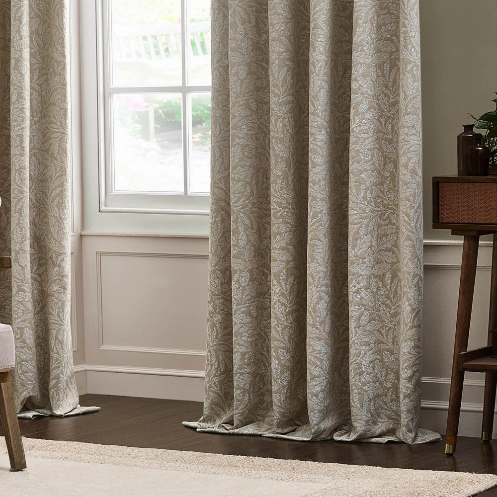 Acorn Tonal Matt Jacquard Pencil Pleat Curtains Linen