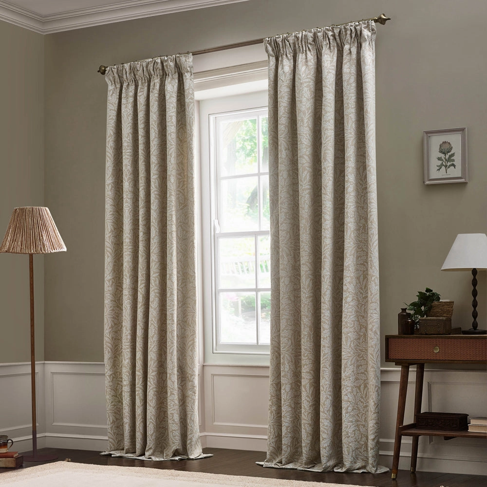 Acorn Tonal Matt Jacquard Pencil Pleat Curtains Linen
