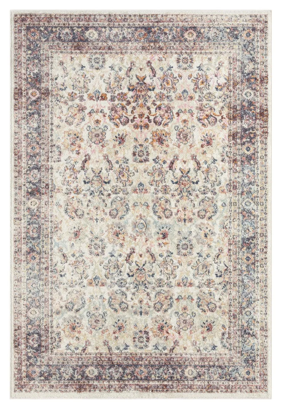 Addison Cream and Purple Multi-Colour Distressed Rugmodern color block patchwork rug