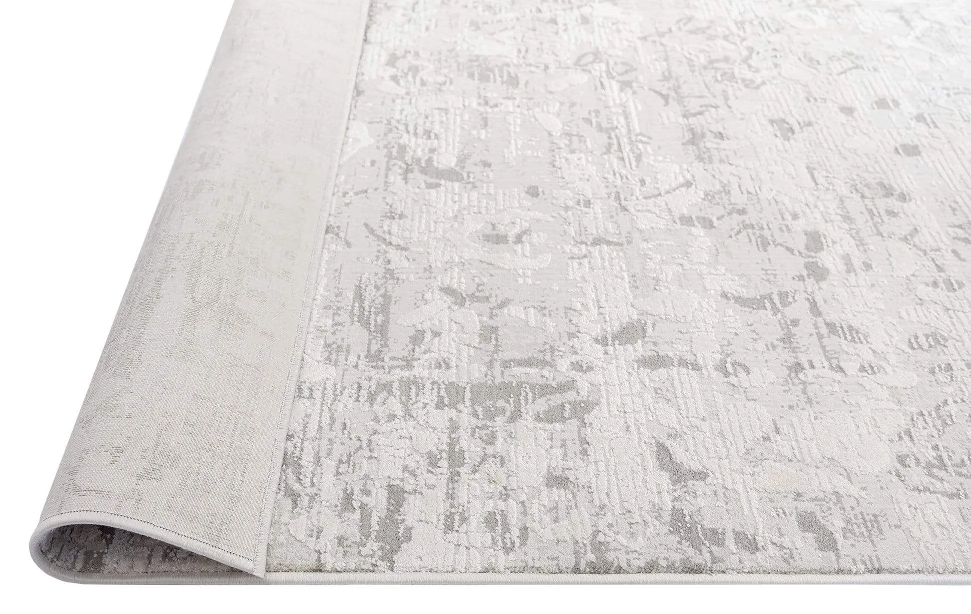 Adela Grey and Ivory Distressed Floral Rug