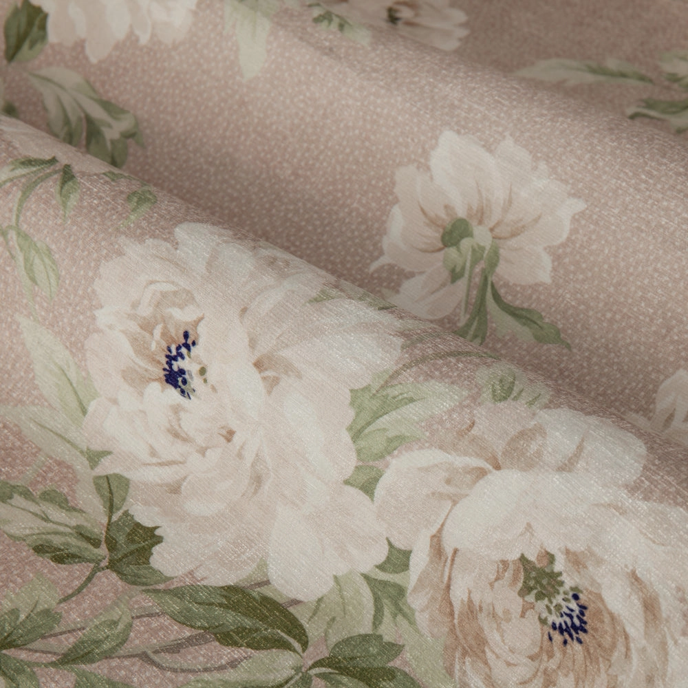 Adele Floral Chenille Pencil Pleat Curtains Rose