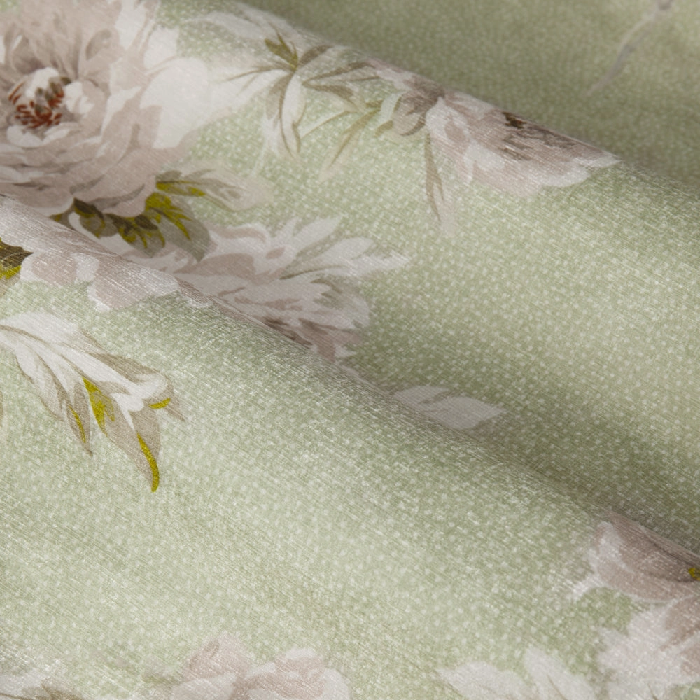 Adele Floral Chenille Pencil Pleat Curtains Sage