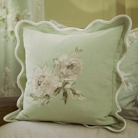 Adele Floral Embroidered Cushion Sagebedding sets ,throw blankets 