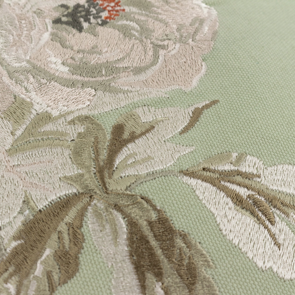 Adele Floral Embroidered Cushion Sage