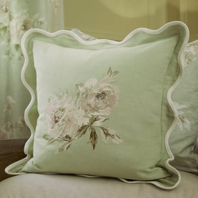 Adele Floral Embroidered Cushion Sagehome decor ,wall decor 