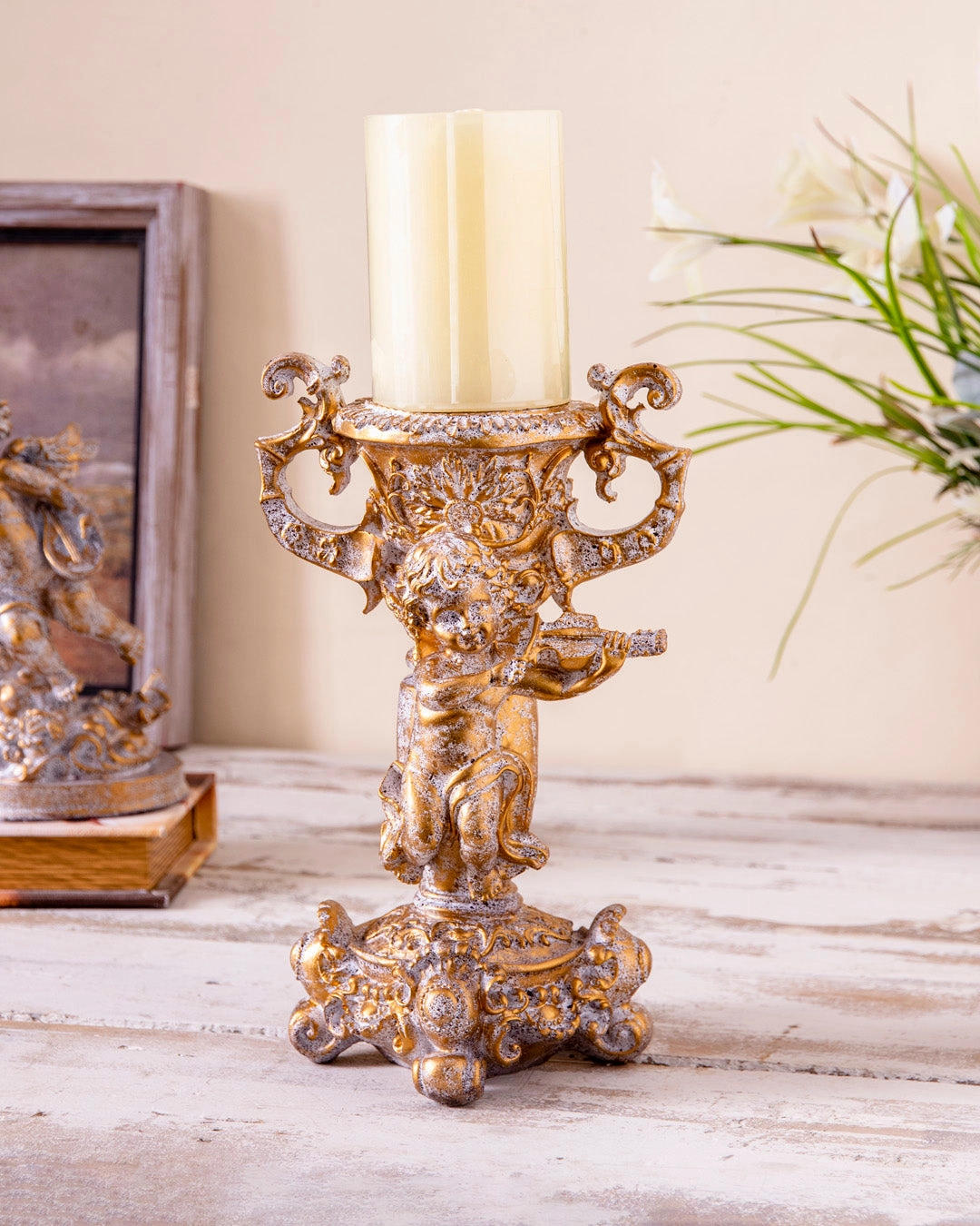 Adorable Angel Cherub Candle Stand
