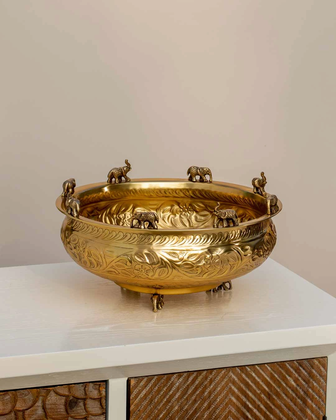 Adorning Elephants Designed Urli Bowl - 8"