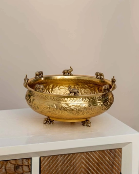 Adorning Elephants Designed Urli Bowl - 8"home decor ,wall decor 