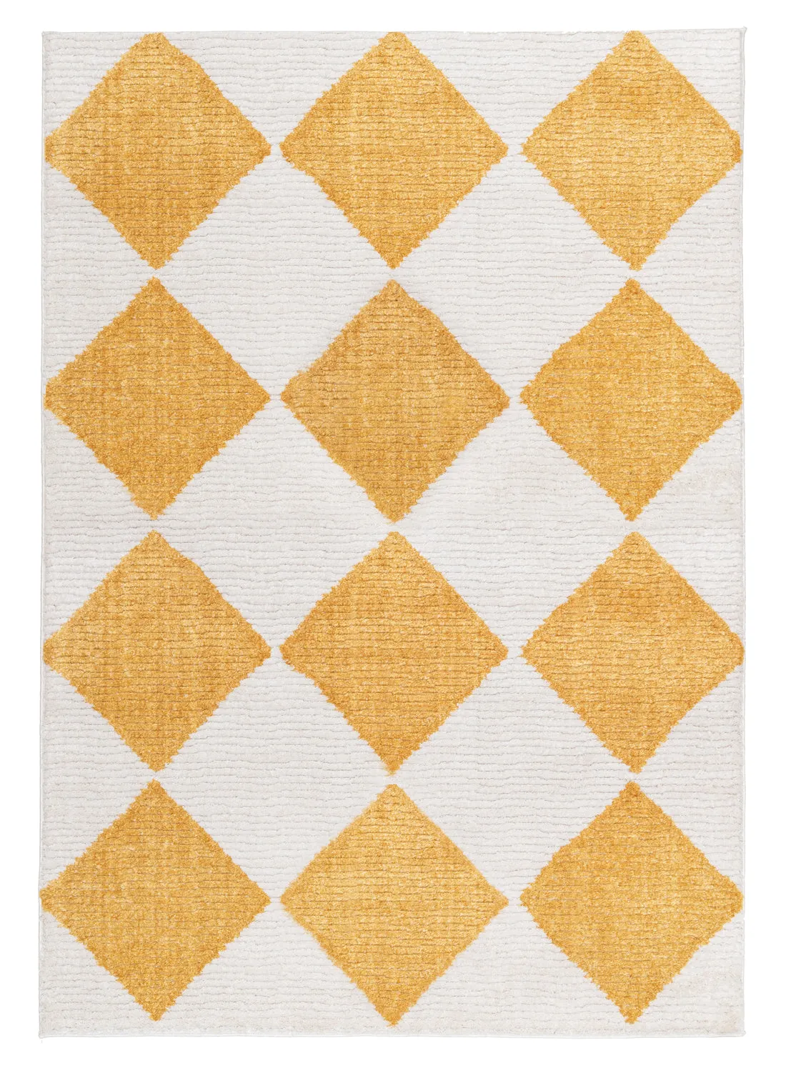 Agatha Ivory and Yellow Checkered Rugmodern color block patchwork rug
