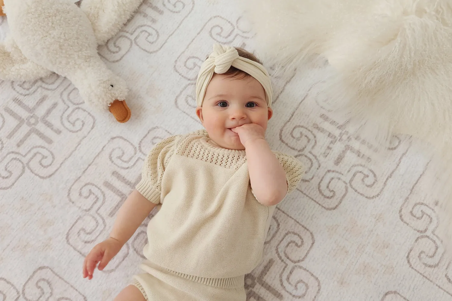 Aggy Pink Neutral Plush Rollie Pollie Round Playmat