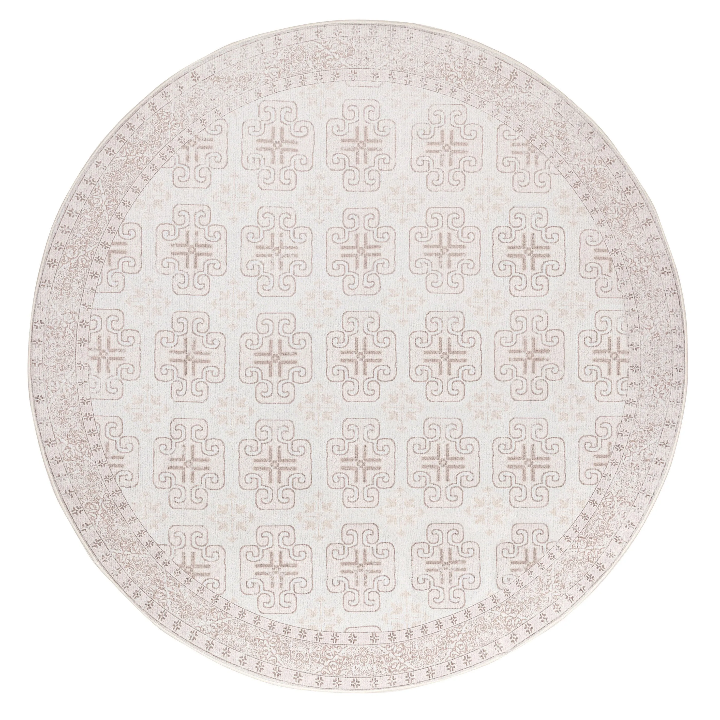 Aggy Pink Neutral Plush Rollie Pollie Round Playmatmodern color block patchwork rug