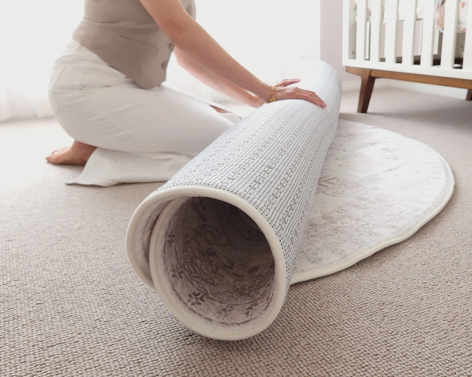 Aggy Pink Neutral Plush Rollie Pollie Round Playmat