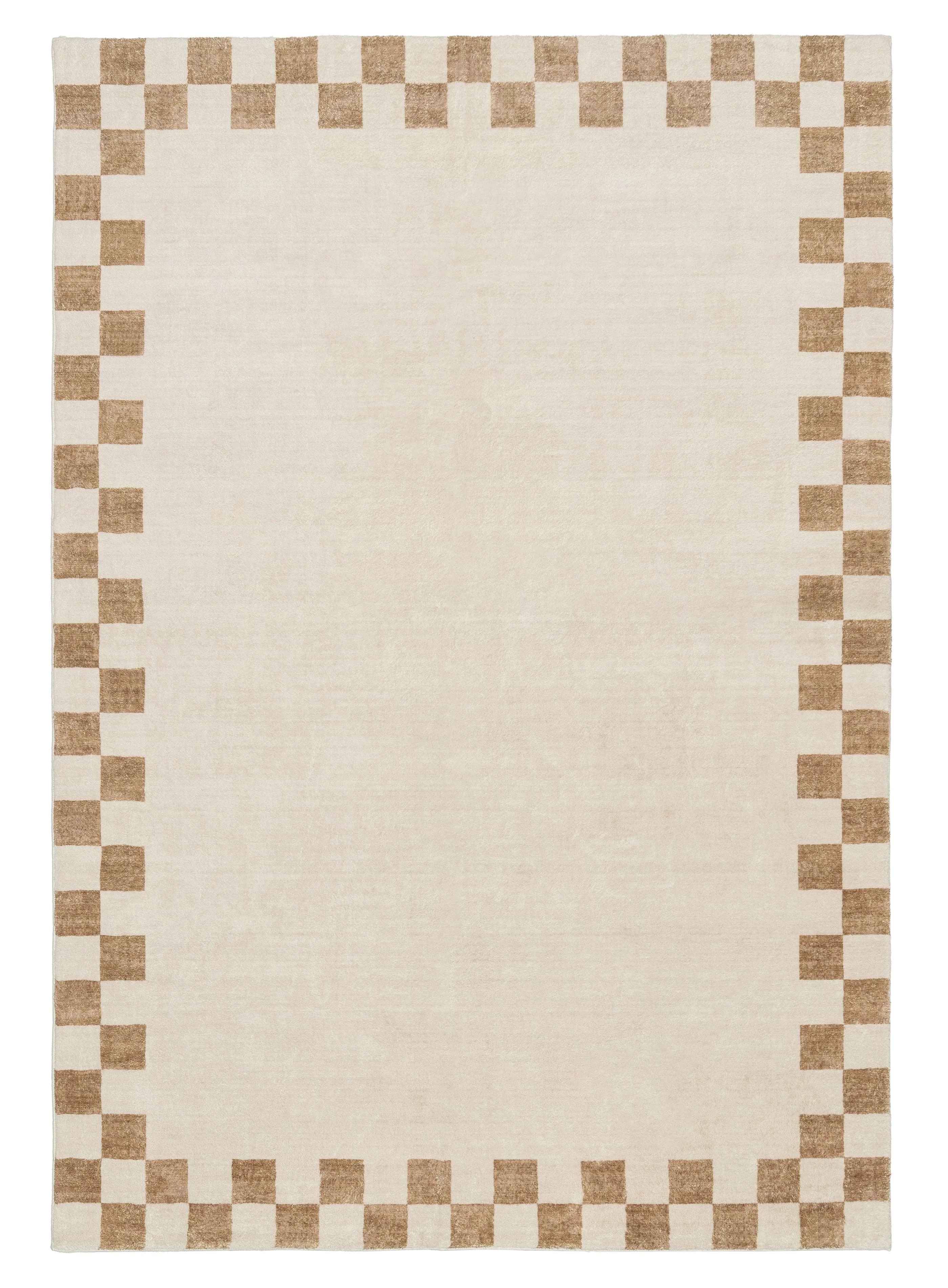 Aiday Beige Checkered Border Washable Rugmodern color block patchwork rug