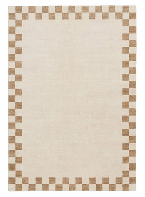 Aiday Beige Checkered Border Washable Rugmodern color block patchwork rug
