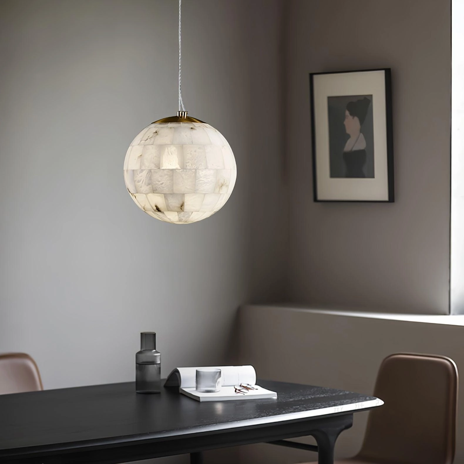 Alabaster Ball Pendant Light