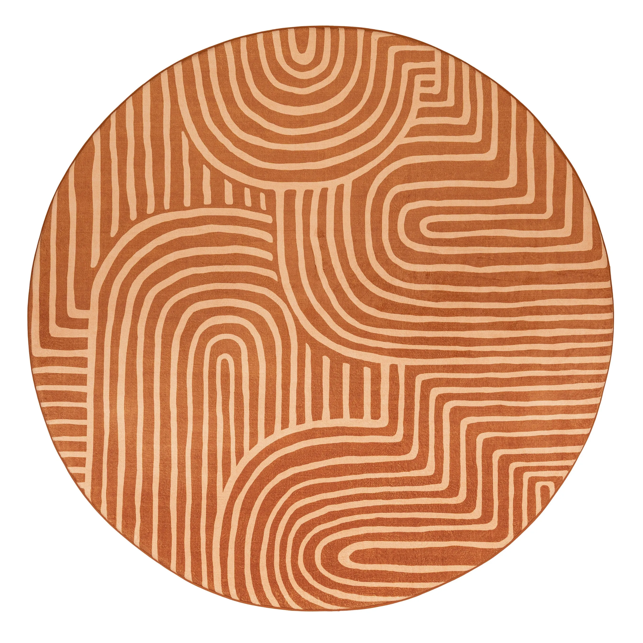 Alef Terracotta Abstract Rollie Pollie Round Playmatmodern color block patchwork rug