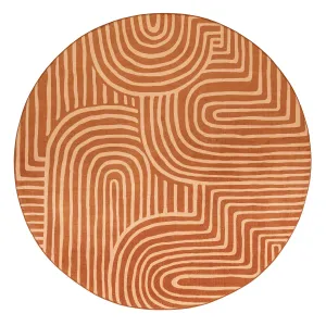 Alef Terracotta Abstract Rollie Pollie Round Playmatmodern color block patchwork rug