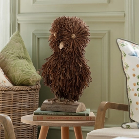 Alfred Hand Crafted Standing Owl Wooden Sculpture Brownmodern home decor ,home decor for bedroom 
