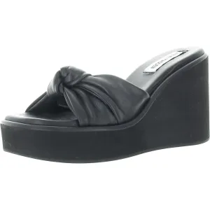 Aliah Womens Solid Faux Leather Wedge Heels
