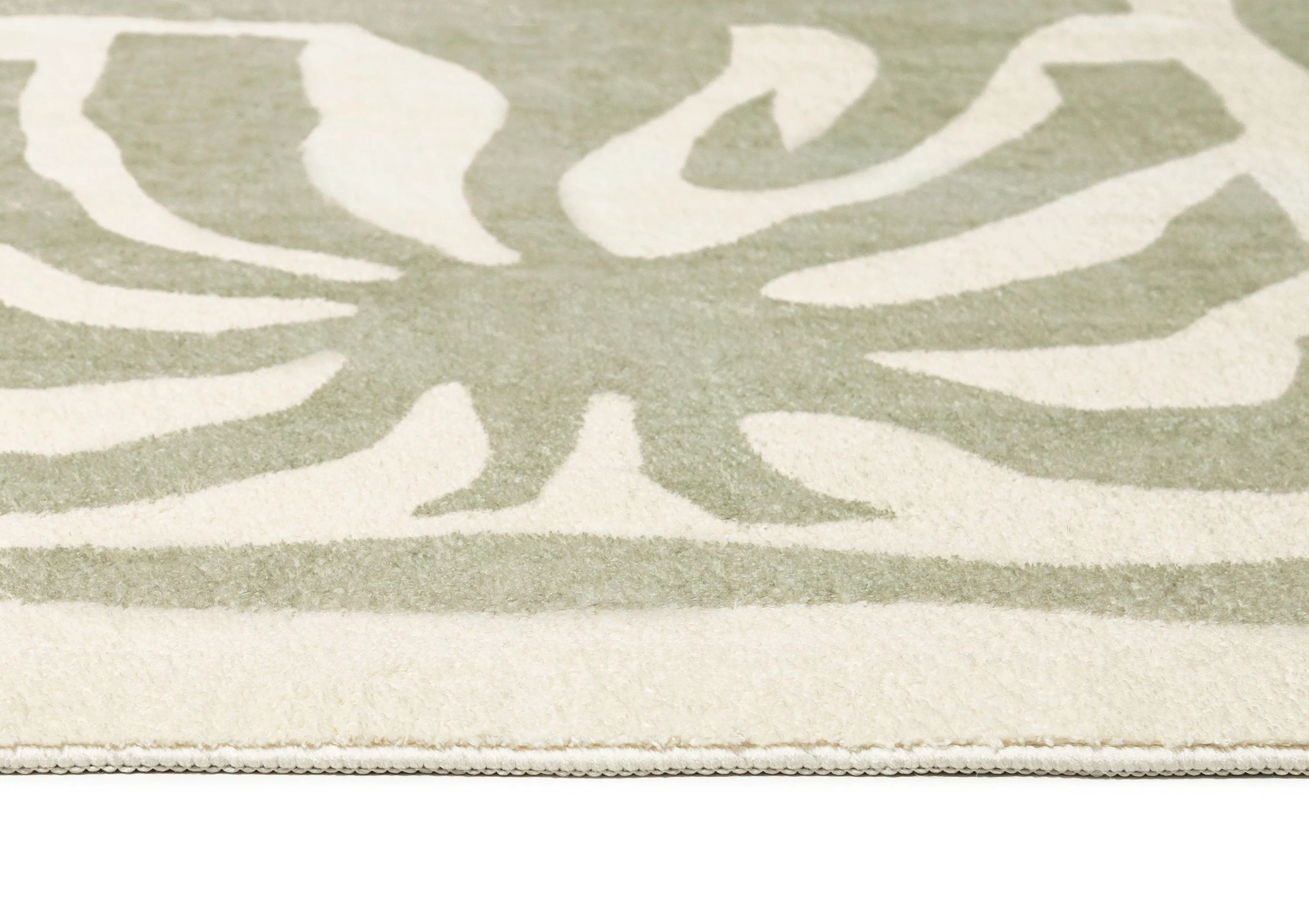 Alicia Sage Green Waves and Palms Washable Rug