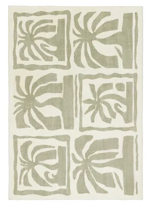 Alicia Sage Green Waves and Palms Washable Rugmodern color block patchwork rug