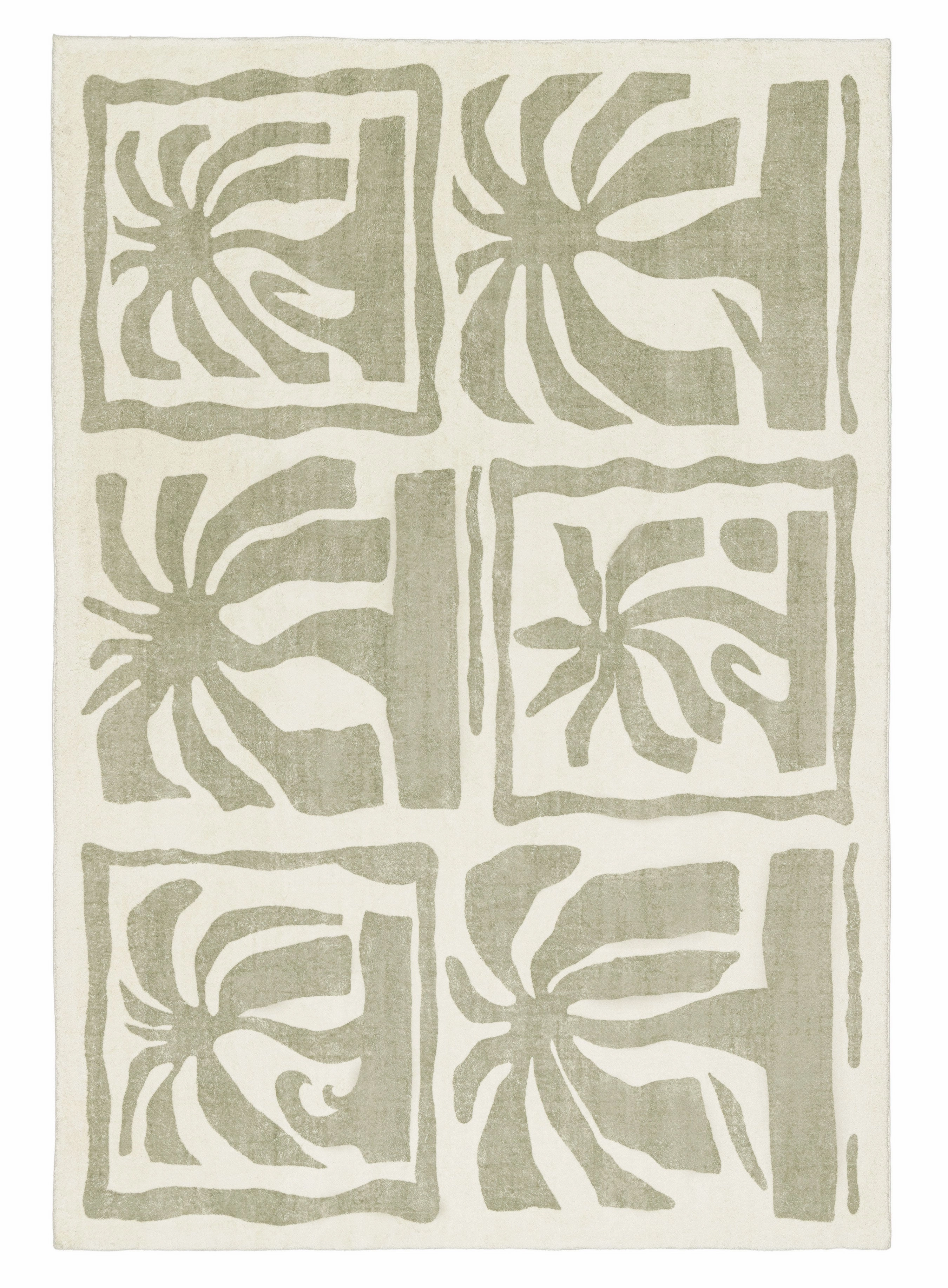 Alicia Sage Green Waves and Palms Washable Rugmodern color block patchwork rug
