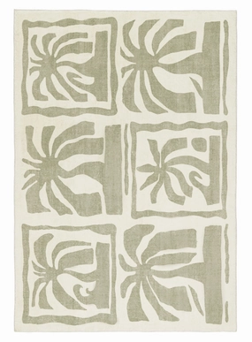 Alicia Sage Green Waves and Palms Washable Rugmodern color block patchwork rug