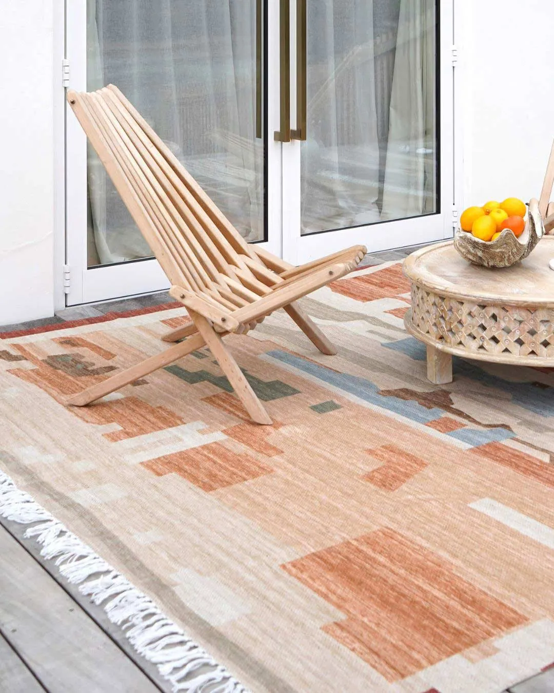 Allegra Orange and Cream Multi-Colour Abstract Tribal Indoor Outdoor Rug