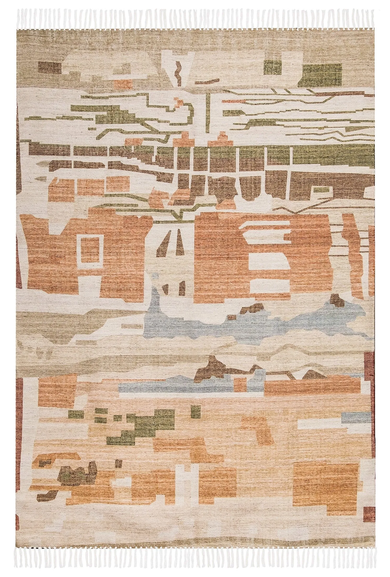 Allegra Orange and Cream Multi-Colour Abstract Tribal Indoor Outdoor Rugmodern color block patchwork rug