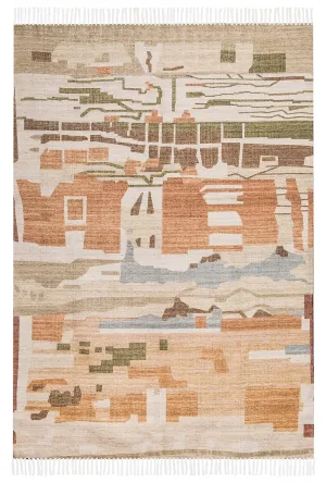 Allegra Orange and Cream Multi-Colour Abstract Tribal Indoor Outdoor Rugmodern color block patchwork rug